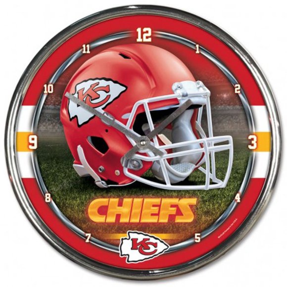 NFL Kansas City Chiefs Chrome Wall Clock - Picture 1 of 1